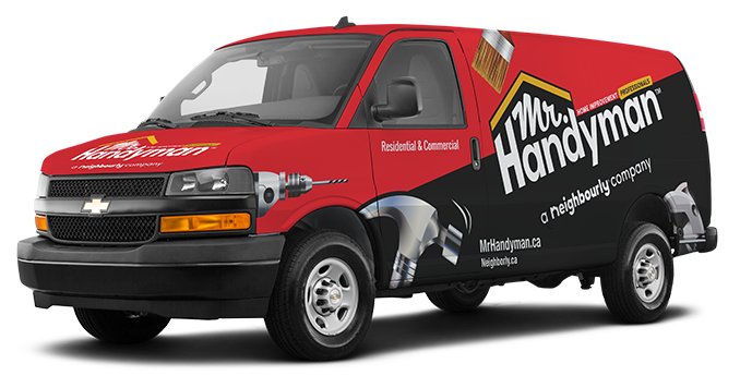 Mr. Handyman and Neighbourly branded work van.