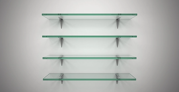 Empty glass shelves.