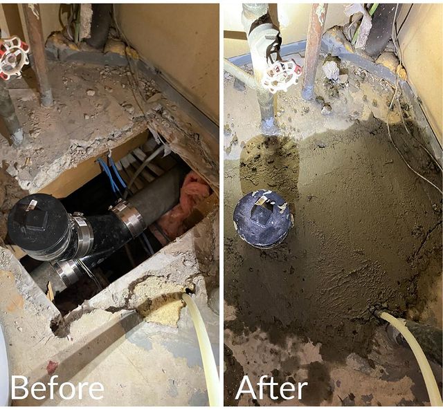Concrete patch-up around tube