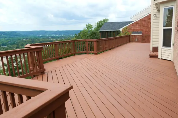 completed deck with finished wooden planks
